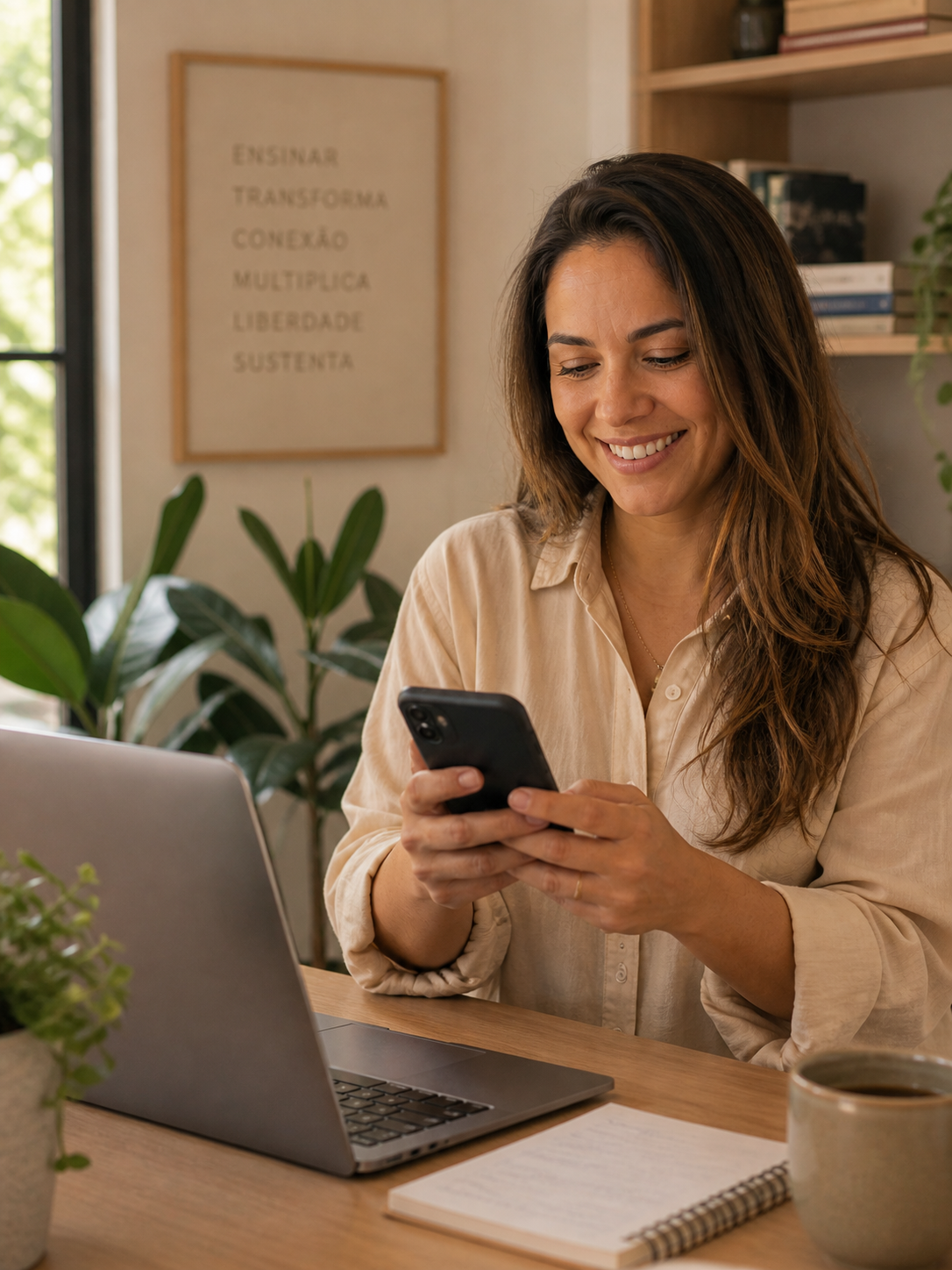 Professora de curso online conferindo assinaturas